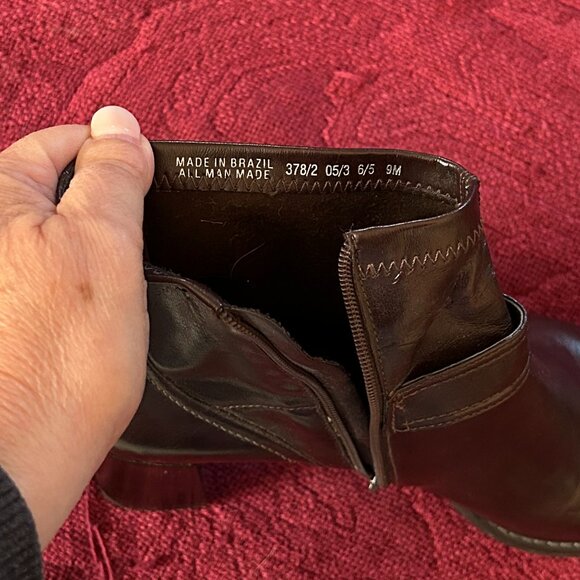 Franco Sarto Short zippered heeled-boots, Brown, size 9M - Picture 3 of 3